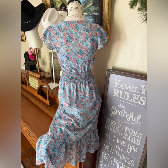 Gypsies & Moondust Blue Ruffled Smocked Sundress - Picture 9 of 9